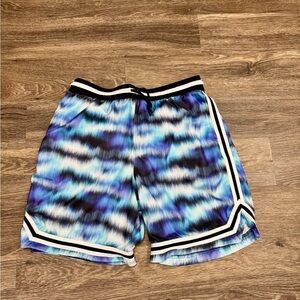 WESC Blue Tie-Dye Athletic Shorts XXL Elastic Waist